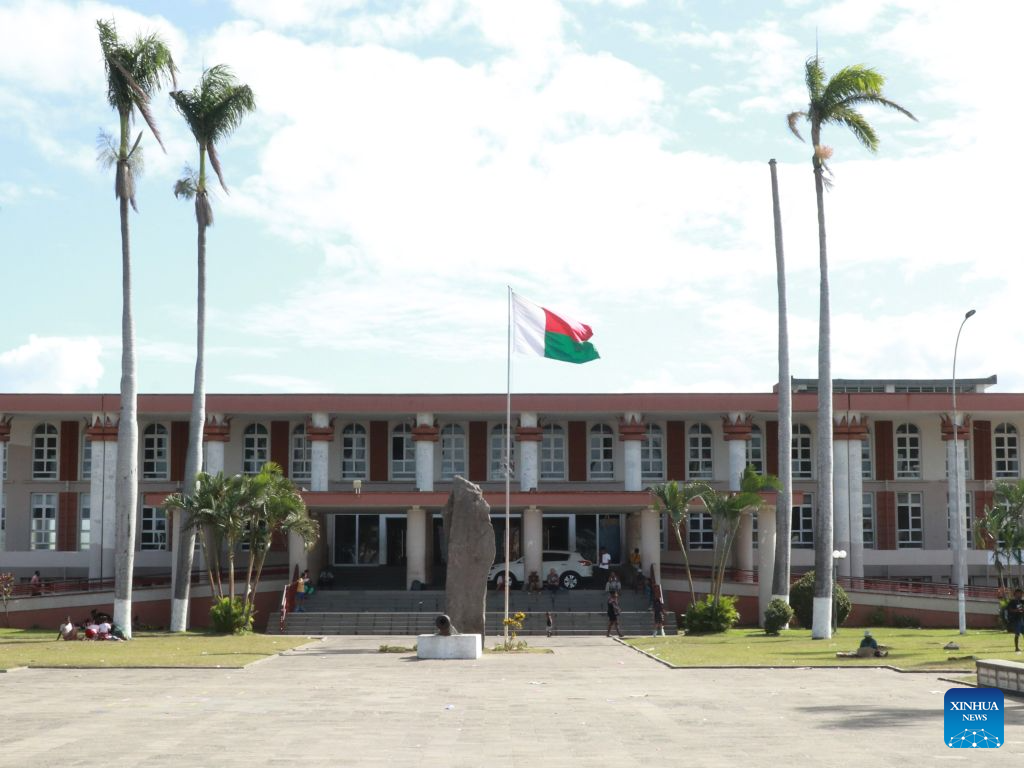 This photo taken on Aug. 8, 2026 shows the Toamasina City Hall in Toamasina, Madagascar. Toamasina is a major port city on Madagascar's east coast. (Xinhua/Chen Shaohua)