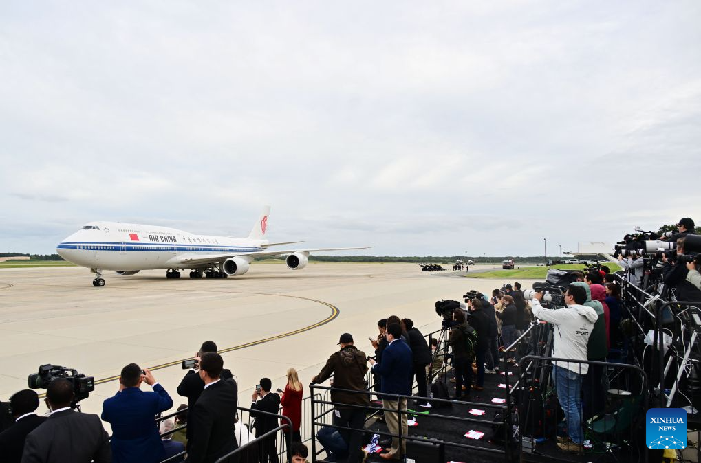 Chinese President Xi Jinping arrives at Joint Base Andrews on Sept. 23, 2026, for a state visit to the United States at the invitation of U.S. President Donald Trump. (Xinhua/Zhai Jianlan)