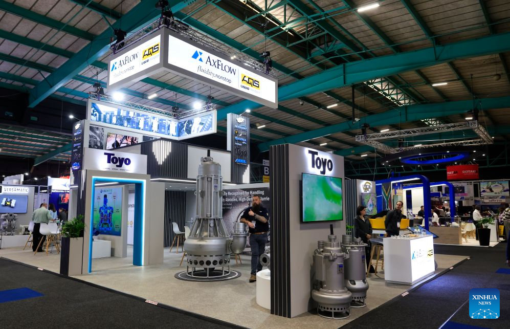 People visit the exhibition area of Electra Mining Africa at the Johannesburg Expo Centre in Johannesburg, South Africa, Sept. 8, 2026. Electra Mining Africa runs from Sept. 7 to 11. The event brings together mining companies, industry suppliers, contractors and thousands of professionals from across the continent. (Xinhua/Chen Wei)