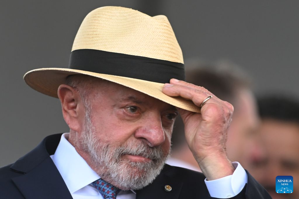 Brazilian President Luiz Inacio Lula da Silva attends the Soldier's Day ceremony in Brasilia, Brazil, on August 25, 2026. (Photo by Lucio Tavora/Xinhua)