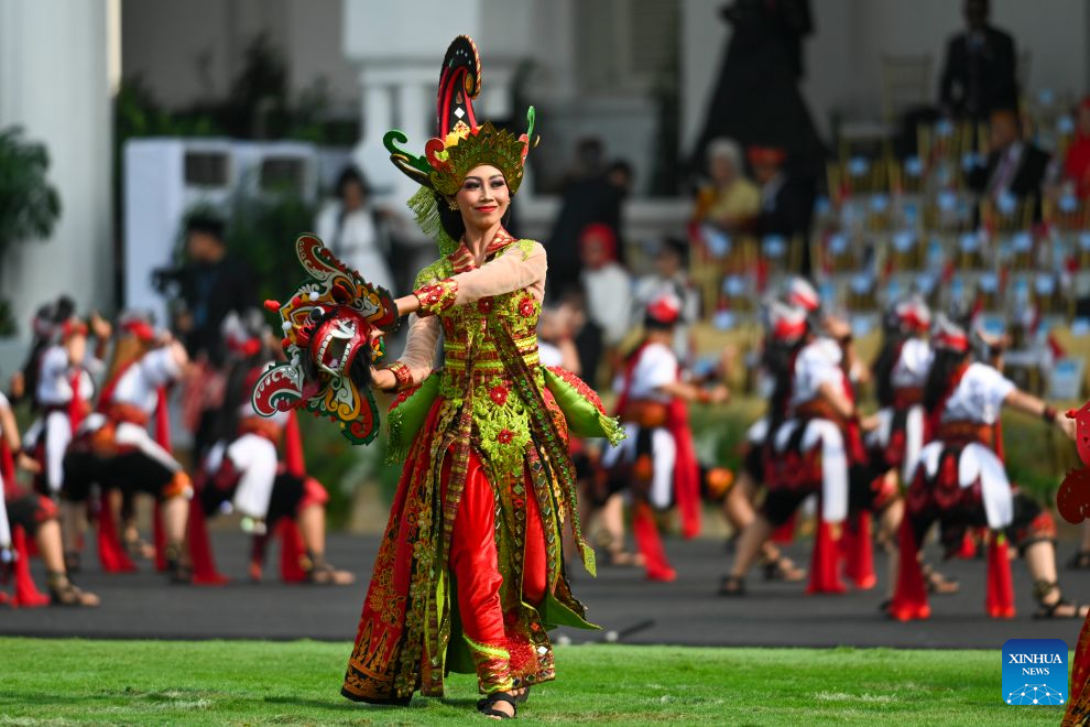 This photo taken on Aug. 17, 2026 shows a celebration event of the 81st anniversary of the founding of the Republic of Indonesia in Jakarta, Indonesia. (Xinhua/Zulkarnain)