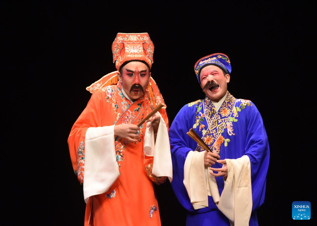 Actors of Gaojia Opera, a traditional Chinese opera genre, perform in Vienna, Austria, Aug. 15, 2026.
The 2026 Chinese operatic performances series Legend of the Chinese Opera kicked off here on Saturday night, once again bringing Chinese and Western cultures together through the performing arts.
The series is jointly hosted by the China Opera Research Society and the Vienna-based International Culture Cooperations.
Throughout 2026, it will present performances featuring a variety of traditional Chinese opera genres, including Gaojia Opera, Peking Opera, Huangmei Opera and Hui Opera. (Xinhua/He Canling)