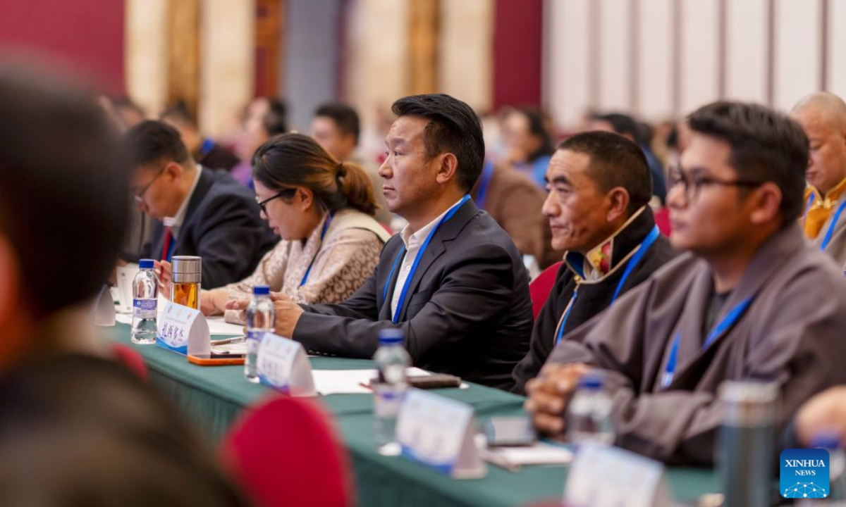 This photo taken on Aug. 20, 2026 shows a scene of the second international academic symposium on The Four Treatises of Tibetan Medicine and Tibetan medical thangkas in Lhasa, southwest China's Xizang Autonomous Region. (Xinhua/Tenzing Nima Qadhup)