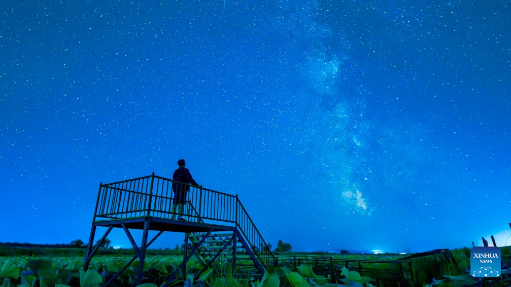 This stack composite photo taken on June 19, 2026 shows the Milky Way above Xunke County, northeast China's Heilongjiang Province. (Photo by Liu Dapeng/Xinhua)