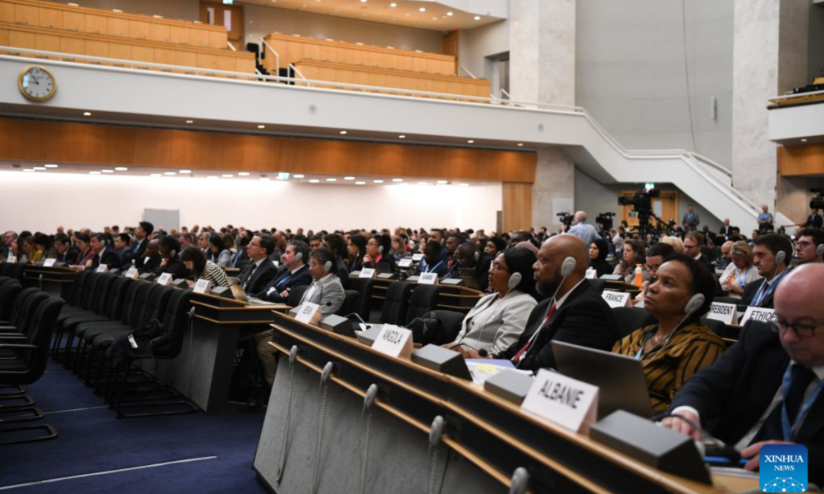 This photo taken on Sep. 7, 2026 shows the 63rd session of the United Nations Human Rights Council (UNHRC) taking place at the Palais des Nations in Geneva, Switzerland. The 63rd session of the United Nations Human Rights Council (UNHRC) kicked off here on Monday. (Xinhua/Lian Yi)