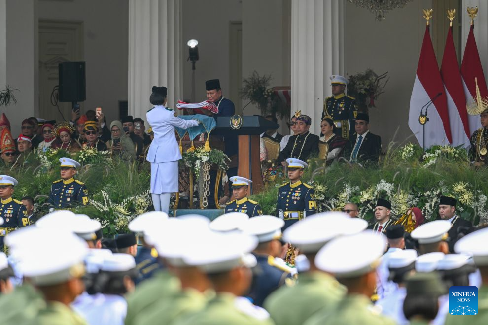 Indonesian President Prabowo Subianto attends a celebration event of the 81st anniversary of the founding of the Republic of Indonesia in Jakarta, Indonesia, Aug. 17, 2026. (Xinhua/Zulkarnain)