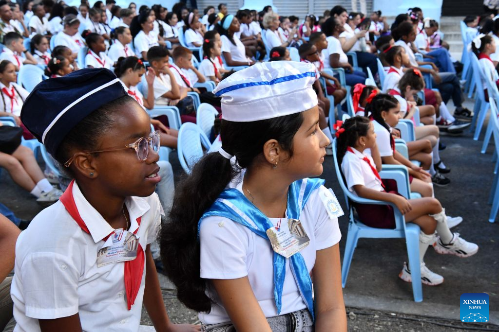 Primary school students participate in the national ceremony marking new academic year in Havana, capital of Cuba, on Sept. 1, 2026. A national ceremony marking the start of the new academic year was held in Havana on Tuesday, with more than 1.4 million students returning to school. (Photo by Joaquin Hernandez/Xinhua)
