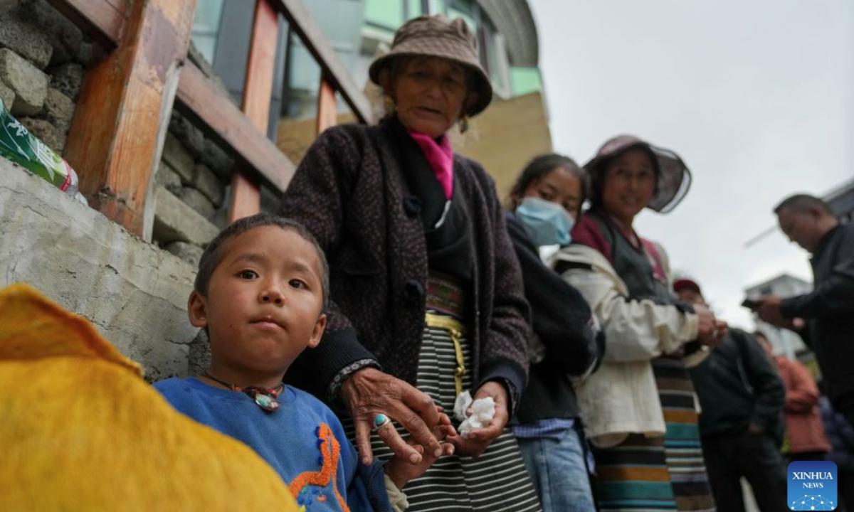 Evacuees from Labi Village are resettled in Jifu Village of Gyirong County in Xigaze, southwest China's Xizang Autonomous Region, Aug. 27, 2026. Residents affected by a mudslide in Gyirong County, southwest China's Xizang Autonomous Region, have been resettled, and all stranded tourists have been transferred, local authorities said Thursday. (Xinhua/Jigme Dorje)
