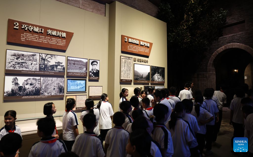 Students visit a Long March-themed memorial hall in Renhua County, south China's Guangdong Province, Sept. 1, 2026. This year marks the 90th anniversary of the victory of the Red Army's Long March. In 1934, the Red Army marched and fought in Renhua during the Long March. Renhua County has built several sites in commemoration of the Long March. (Xinhua/Deng Hua)