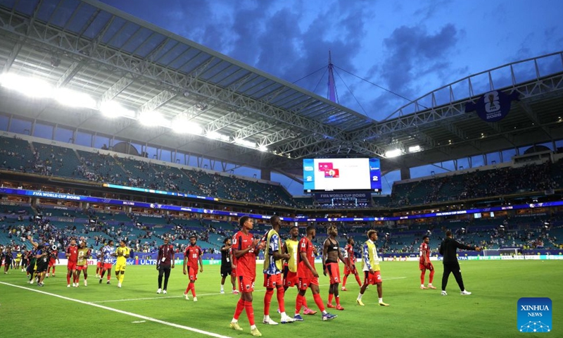 Players of Cape Verde react after the group H match between Uruguay and Cape Verde at the 2026 FIFA World Cup at Miami Stadium, Miami, the United States, June 21, 2026. (Xinhua/Xu Zijian)
