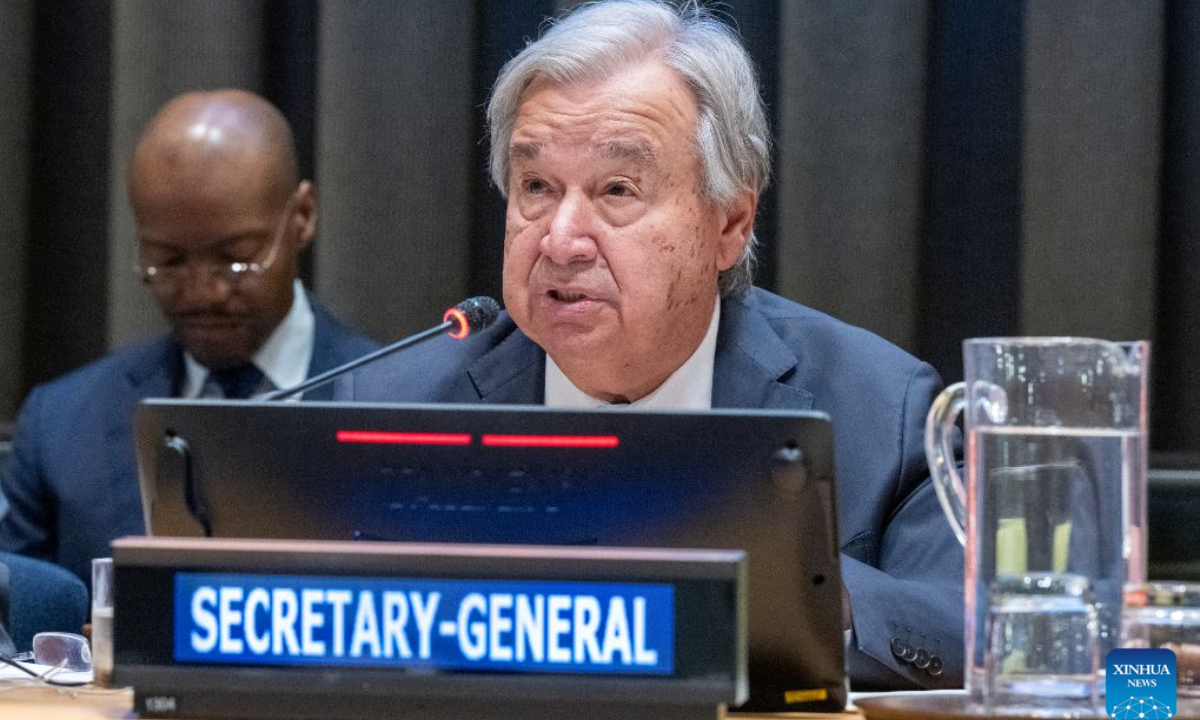 UN Secretary-General Antonio Guterres speaks at an informal meeting of the General Assembly at the UN headquarters in New York, on Sept. 3, 2026. Guterres on Thursday called on member states to deepen reform under the UN80 Initiative in the upcoming General Assembly session. (Eskinder Debebe/UN Photo/Handout via Xinhua)