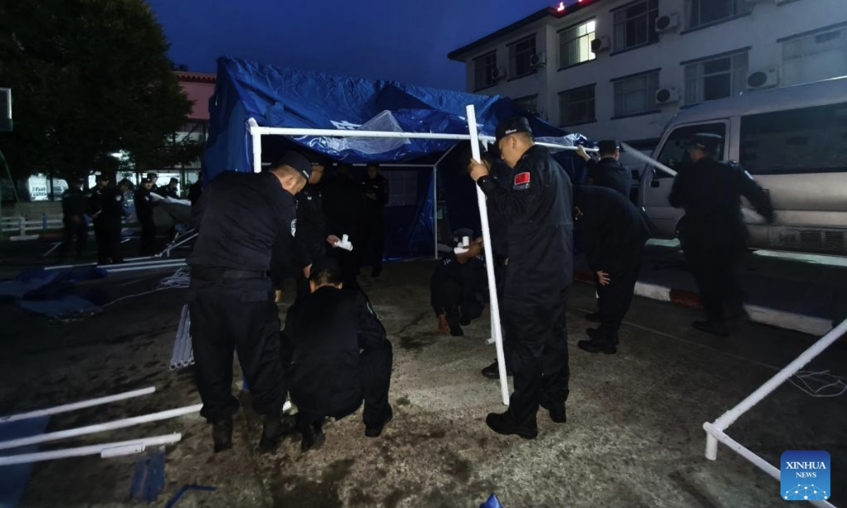 Police officers from the Gyirong border police station set up tents for disaster-affected residents at the station compound in southwest China's Xizang Autonomous Region, Aug. 26, 2026. Rescue teams are racing to a mudslide-stricken border port in southwest China's Xizang Autonomous Region after the disaster caused significant casualties along the China-Nepal border on Wednesday, local authorities said.

A mudslide occurred on Wednesday morning in Nepal, resulting in three people dead and 265 missing at Gyirong Port in Gyirong County of Xizang as of 8 p.m., according to initial estimates. (Xinhua)