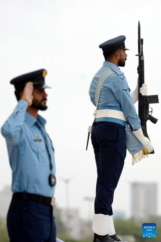 Pakistani Air Force cadets attend a ceremony to mark the Defense Day at the mausoleum of the founder of Pakistan Muhammad Ali Jinnah in Karachi, Pakistan, Sept. 6, 2026. (Str/Xinhua)
