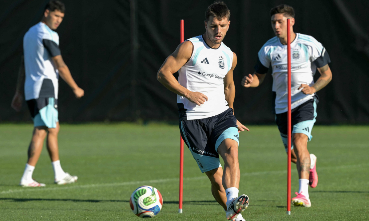 Argentina's midfielder Giovani lo Celso takes part in a training session in Kansas City, the US, on July 12, 2026, during the 2026 FIFA World Cup. Photo: VCG