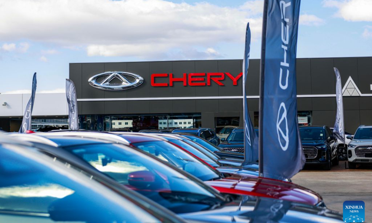 This photo taken on Sept. 3, 2026 shows a retail store of Chinese automaker Chery in Canberra, Australia. (Photo by Chu Chen/Xinhua)