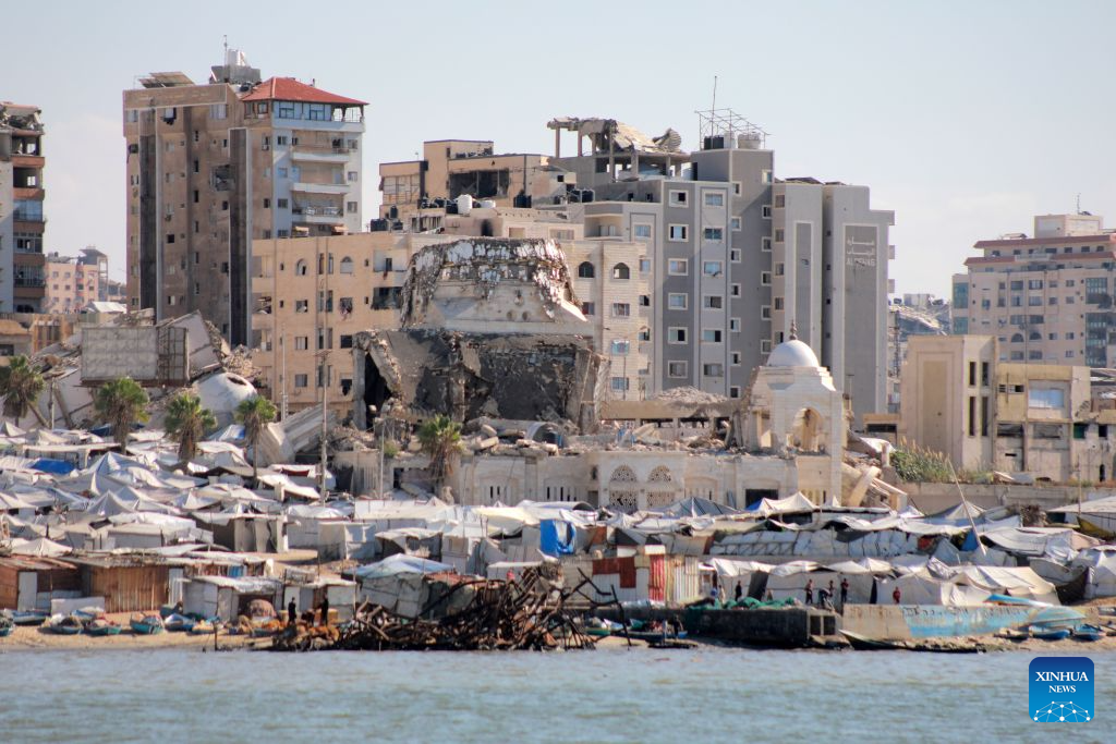 This photo taken on Oct. 7, 2026 shows the seashore in Gaza City. The latest round of Gaza conflict marks its third anniversary on Wednesday. (Photo by Rizek Abdeljawad/Xinhua)
