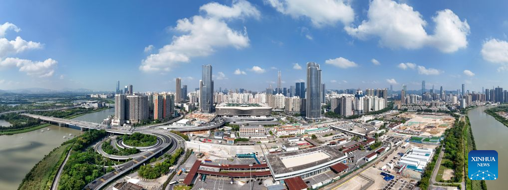 A panoramic aerial drone photo taken on Oct. 10, 2026 shows a view of the Huanggang Port in Shenzhen, south China's Guangdong Province.(Xinhua/Liang Xu)