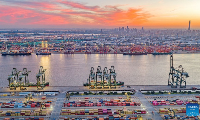 A drone photo taken on June 20, 2026 shows a view of the Tianjin Port in north China's Tianjin. (Photo: Xinhua)