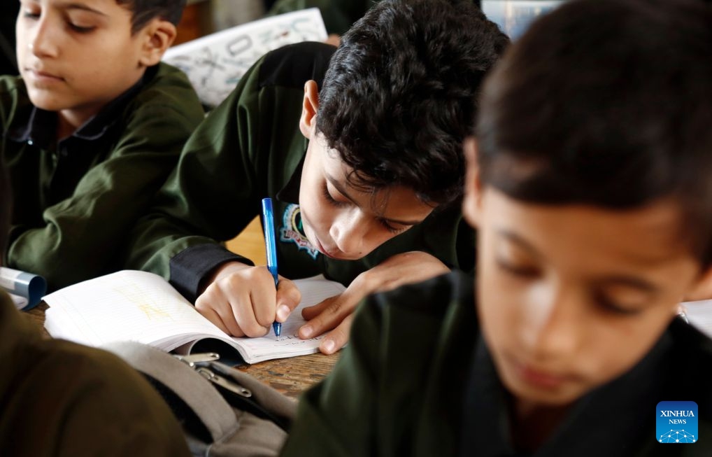 Students attend a class after the start of the new academic year in Sanaa, Yemen, on June 21, 2026. (Photo: Xinhua)
