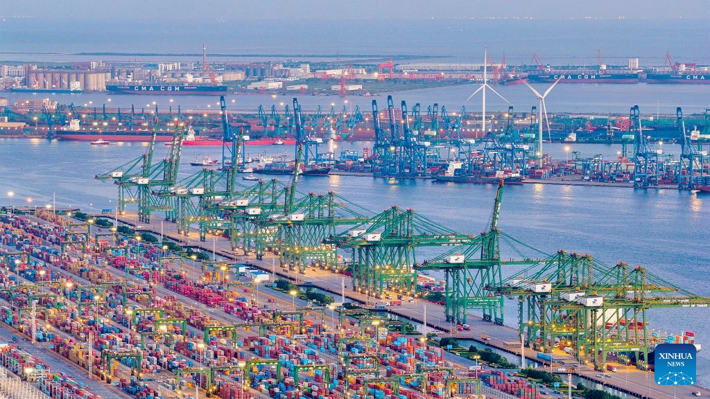 A drone photo taken on June 20, 2026 shows a view of the Tianjin Port in north China's Tianjin. (Photo: Xinhua)