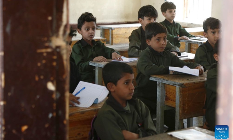 Students attend a class after the start of the new academic year in Sanaa, Yemen, on June 21, 2026. (Photo: Xinhua)