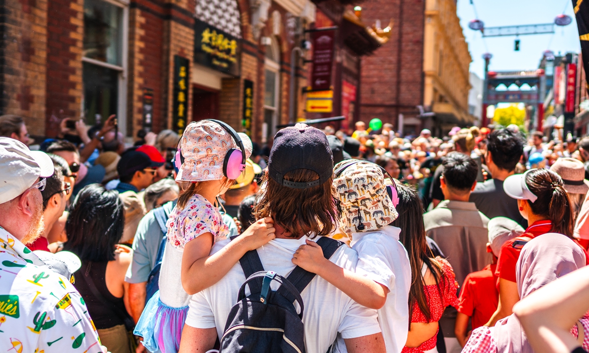 Melbourne's Chinatown in Australia hosted an all-day celebration marking the Spring Festival on the second day of the Chinese New Year, local time on February 11, 2024. Photo: VCG