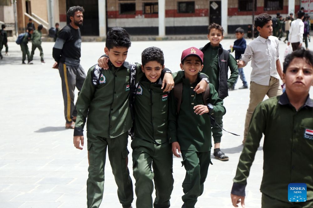 Students walk in the playground after the start of the new academic year in Sanaa, Yemen, on June 21, 2026. (Photo: Xinhua)
