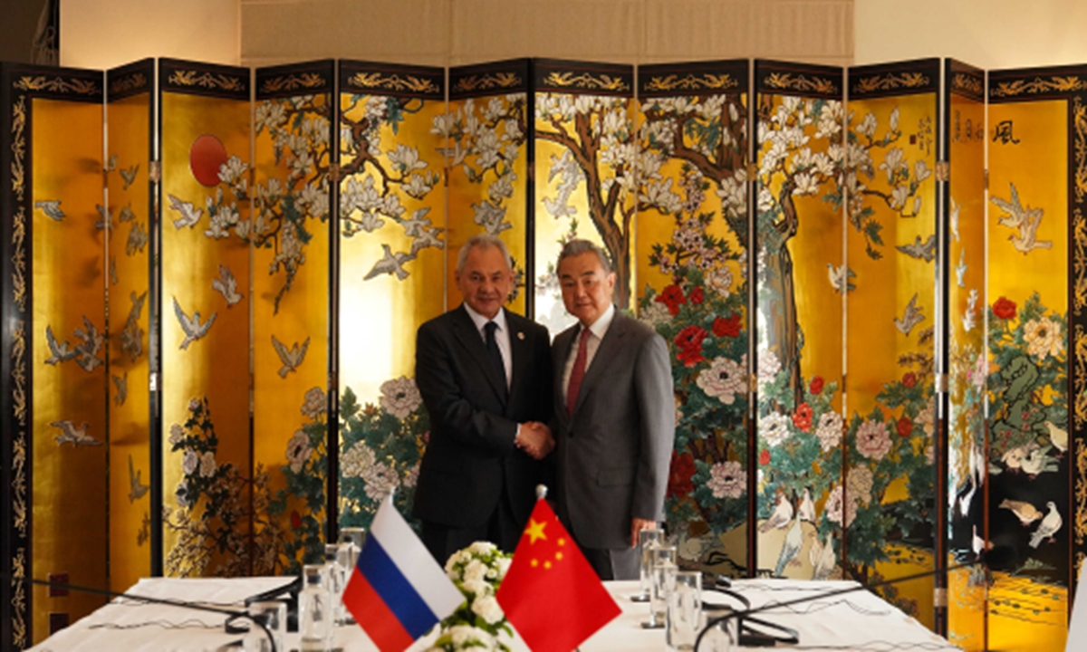 Wang Yi, a member of the Political Bureau of the Communist Party of China Central Committee and director of the Office of the Central Commission for Foreign Affairs, meets with Russian Security Council Secretary Sergei Shoigu on June 23, 2026. Photo: Chinese Foreign Ministry 