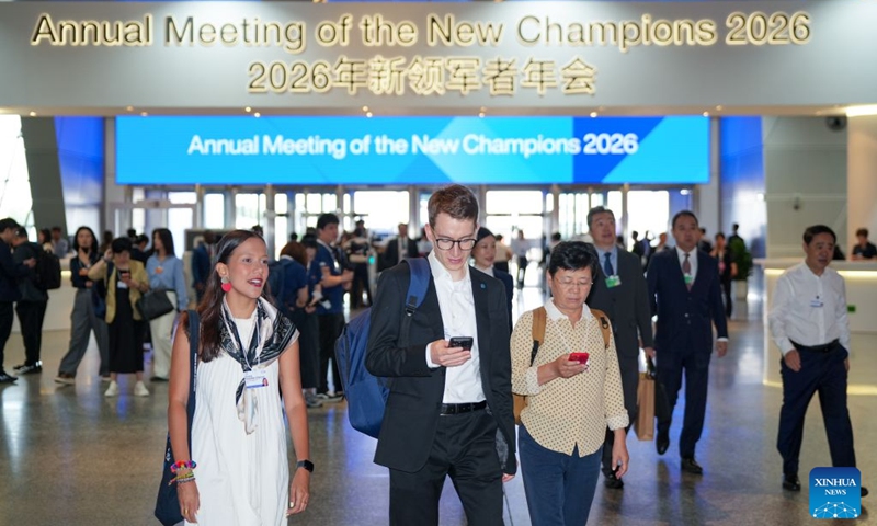 Participants are pictured during the 17th Annual Meeting of the New Champions in Dalian, northeast China's Liaoning Province, on June 23, 2026. Scheduled from Tuesday to Thursday, the 2026 Summer Davos forum, officially known as the World Economic Forum's Annual Meeting of the New Champions, is expected to bring together over 1,700 participants from more than 90 countries and regions to explore how the world can navigate global challenges while creating new opportunities for growth. (Photo: Xinhua)