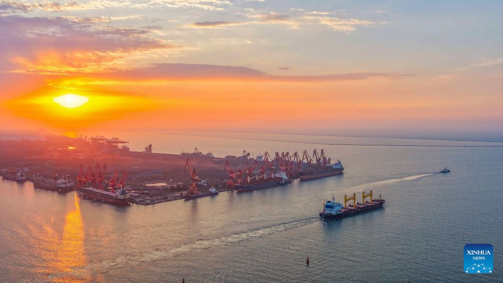 An aerial drone photo taken on June 23, 2026 shows a view of Jingtang area of Tangshan Port in Tangshan City, north China's Hebei Province. (Photo: Xinhua)