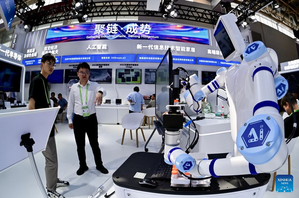 People visit the pavilion of China's Anhui Province at the exhibition area of Clean Energy during the Fourth China International Supply Chain Expo (CISCE) in Beijing, capital of China, June 24, 2026. Themed on Connecting the World for a Shared Future, the fourth CISCE is held in Beijing from June 22 to 26. (Photo: Xinhua)