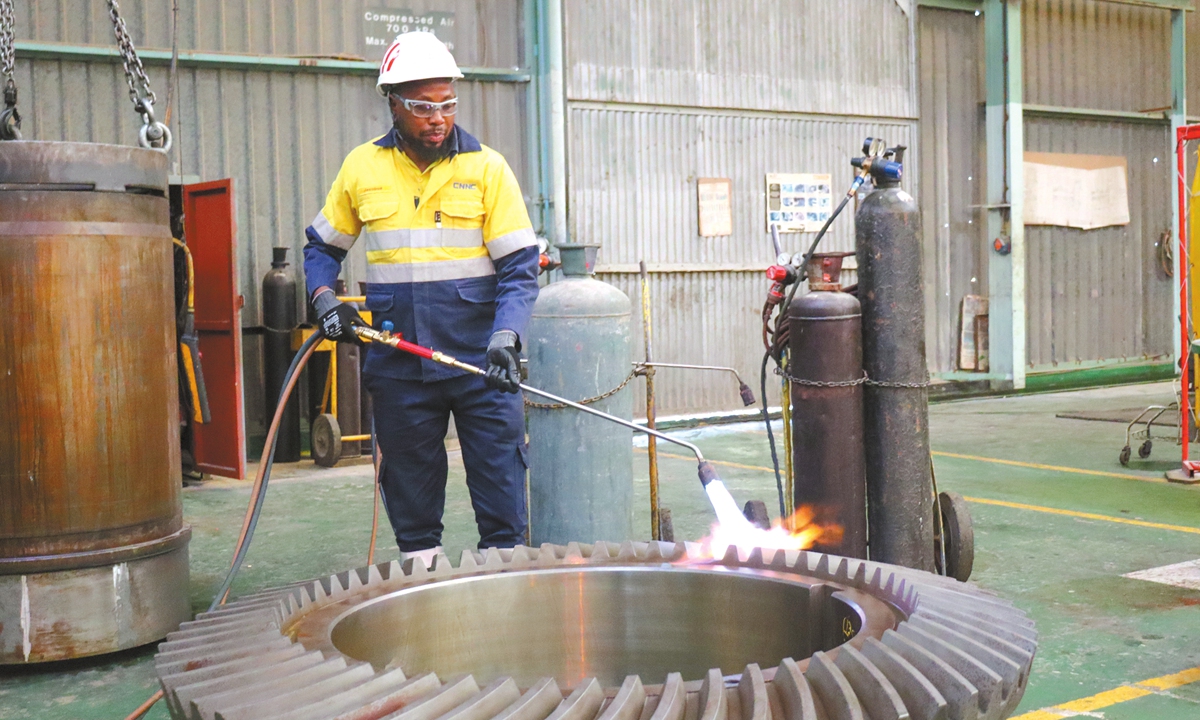 Jacobus, foreman of Rossing Uranium Mine's mechanical workshop, carries out his duties on site. Photo: Courtesy of CNUC