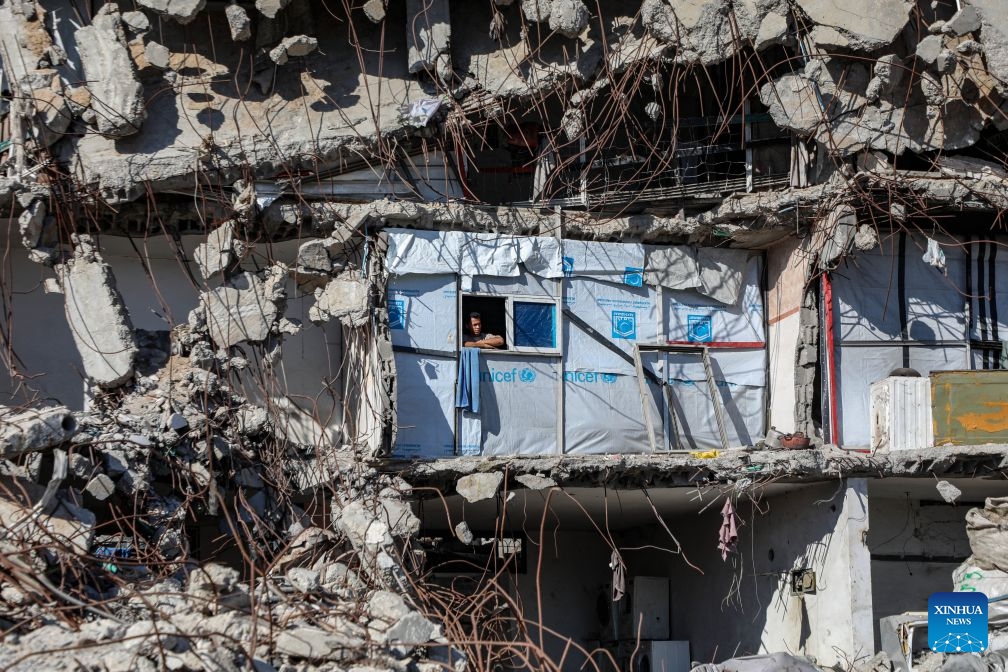 A displaced Palestinian is pictured in Jabalia refugee camp, northern Gaza Strip, on June 23, 2026. (Photo by Rizek Abdeljawad/Xinhua)