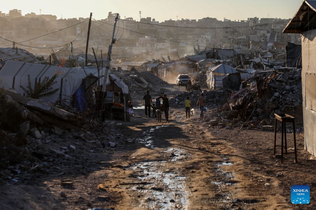 Displaced Palestinians are pictured in Jabalia refugee camp, northern Gaza Strip, on June 23, 2026. (Photo by Rizek Abdeljawad/Xinhua)