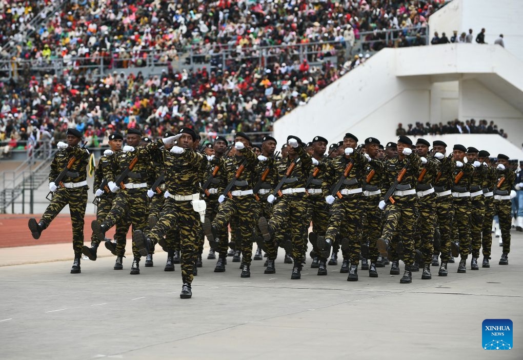 A military parade is held during a celebration marking the 66th anniversary of Madagascar's independence in Antananarivo, Madagascar, on June 26, 2026. (Photo: Xinhua)