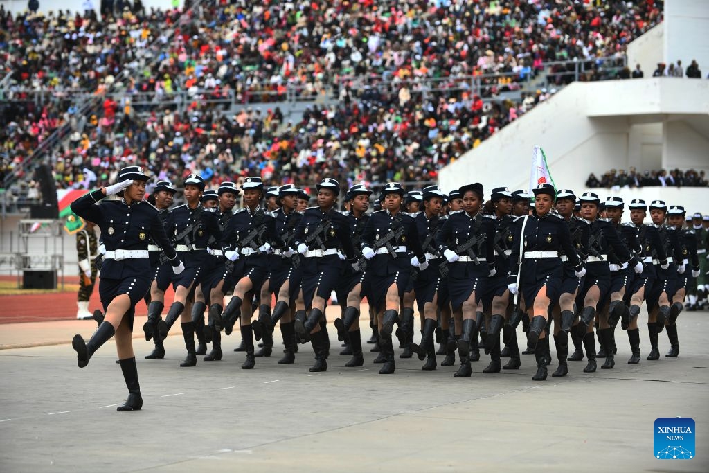 A military parade is held during a celebration marking the 66th anniversary of Madagascar's independence in Antananarivo, Madagascar, on June 26, 2026. (Photo: Xinhua)