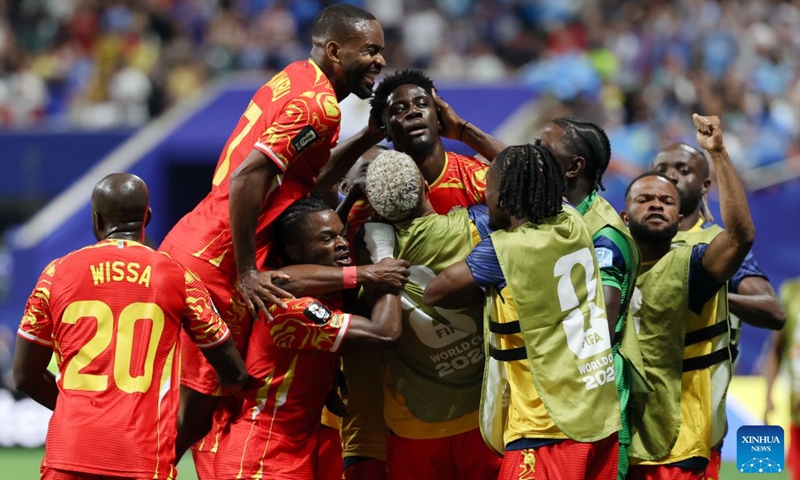 Players of the Democratic Republic of the Congo (DRC) celebrates scoring a goal that was later disallowed during the group K match between the Democratic Republic of the Congo and Uzbekistan at the 2026 FIFA World Cup at Atlanta Stadium in Atlanta, the United States, June 27, 2026. (Xinhua/Wang Kaiyan)

