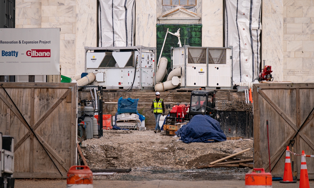 Construction continues on the Federal Reserve building in Washington, D.C., on December 15, 2025. Photo: VCG 