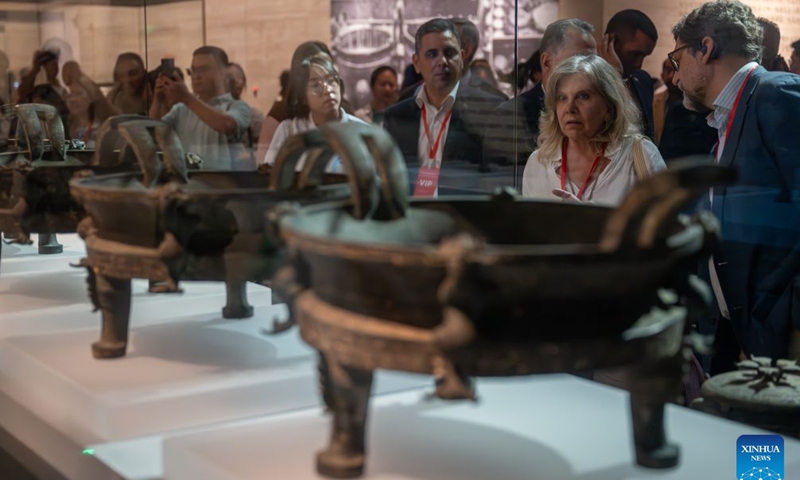 Foreign diplomatic envoys visit the Hubei Provincial Museum in Wuhan, central China's Hubei Province, June 24, 2026. Nearly 40 envoys from 27 countries and international organizations visited Hubei this week. The delegation included ambassadors, senior diplomats, and think tank experts from countries such as Turkmenistan, Comoros, Bulgaria, Argentina, Britain and Spain. (Xinhua/Du Zixuan)

