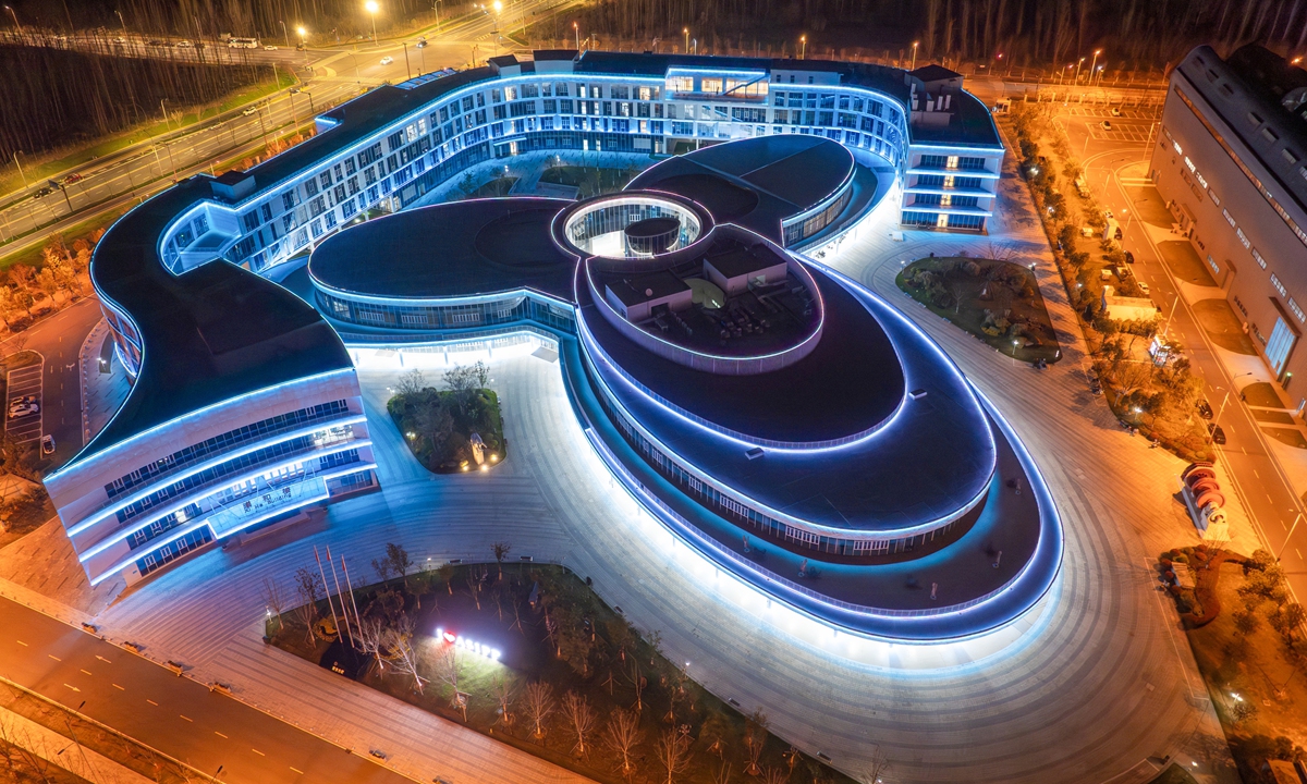 This aerial photo, taken on March 25, 2026, shows a night-time view of an industrial park in Hefei, East China's Anhui Province. Photo: VCG