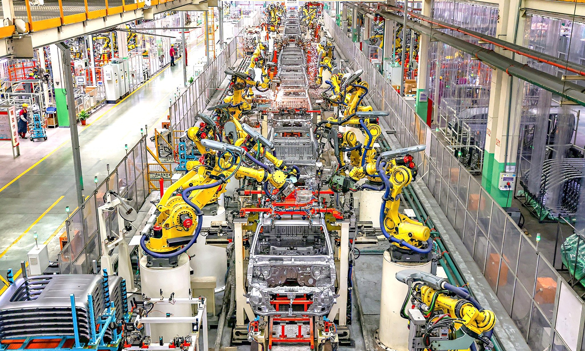 A view of an auto manufacturing line in Suzhou, East China's Jiangsu Province Photo: VCG