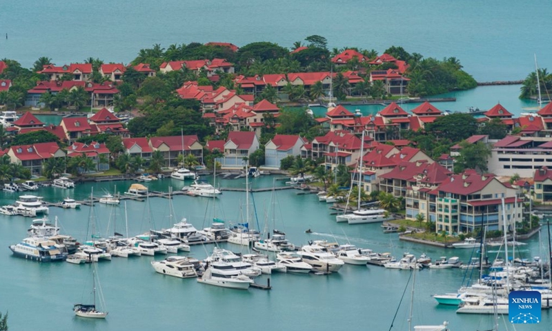 This photo taken on June 25, 2026 shows a view of the seaside community on Eden Island, Seychelles. Seychelles, an archipelagic country consisting of 115 islands in the Indian Ocean, relies on tourism and fisheries as its main economic pillars. 