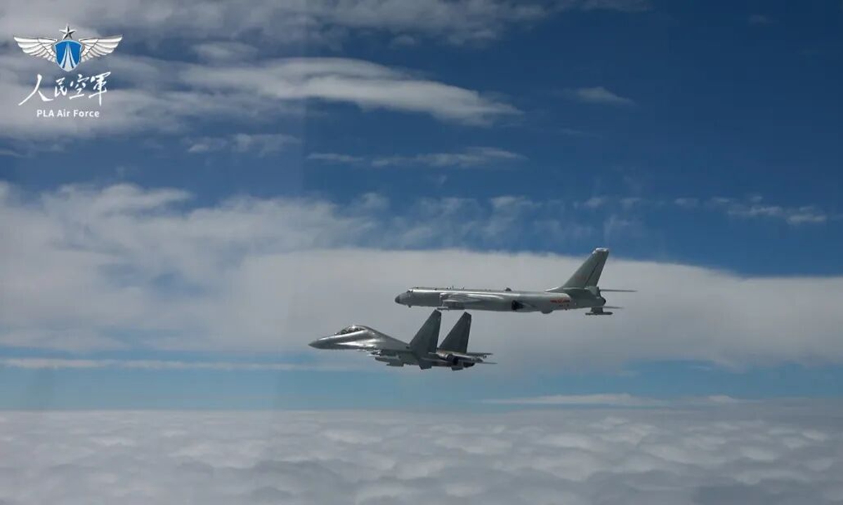 Two aircraft are seen in a photo released by the PLA Air Force on June 27, 2026, during the 11th China-Russia joint strategic air patrol over the Sea of Japan. Photo: PLA Air Force's official WeChat account