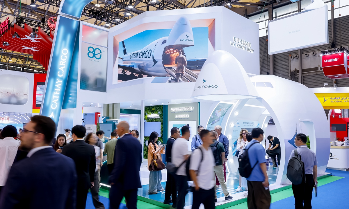 A view of the Cathay Cargo booth at air cargo Shanghai 2026 on June 24, 2026. Photo: Courtesy of Cathay Cargo