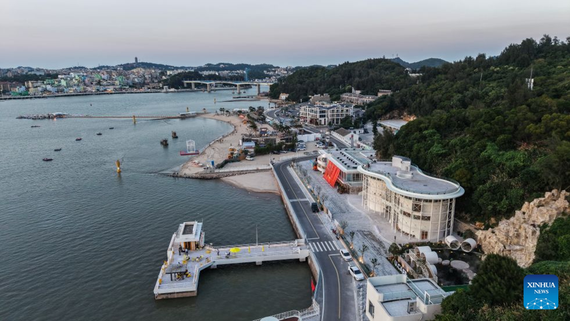 An aerial drone photo taken on June 26, 2026 shows a view of the Banping Island Oil Tank Park in Wenzhou, east China's Zhejiang Province.

