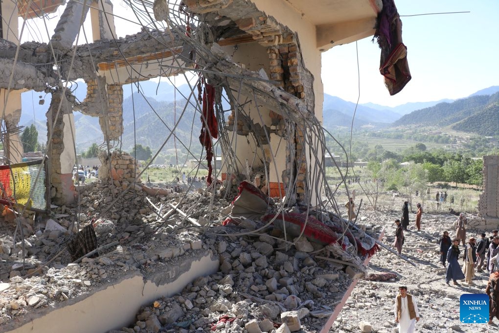 Debris is seen around damaged buildings after an airstrike in Paktia Province, Afghanistan, June 29, 2026. Afghan government officials said on Monday that Pakistani airstrikes in eastern Afghanistan killed at least 36 people and injured 163 others. Hamdullah Fitrat, deputy spokesperson for the Afghan government, posted on the social media platform X that the strikes occurred on Sunday night in the provinces of Paktia, Paktika and Kunar, all of which share a border with Pakistan. (Photo: Xinhua)