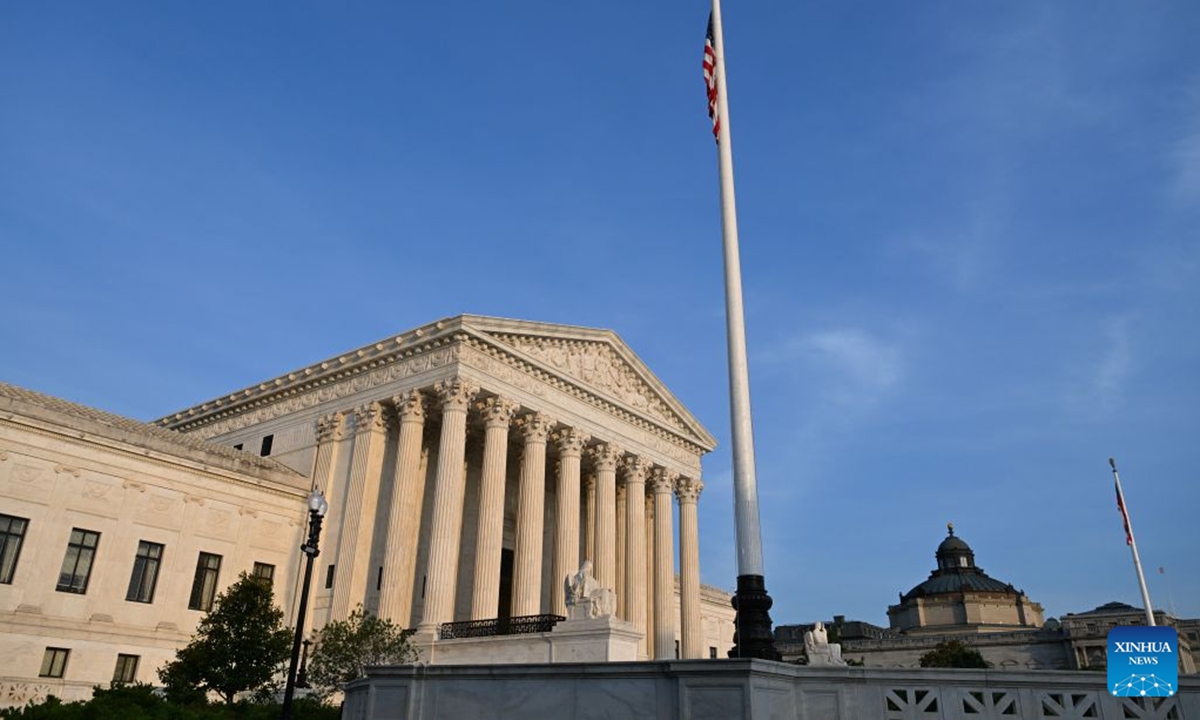 This photo taken on June 30, 2026 shows the U.S. Supreme Court in Washington, D.C., the United States. The U.S. Supreme Court on Tuesday rejected U.S. President Donald Trump's executive order denying birthright citizenship to children of undocumented immigrants or temporary residents, upholding birthright citizenship. (Xinhua/Li Rui)