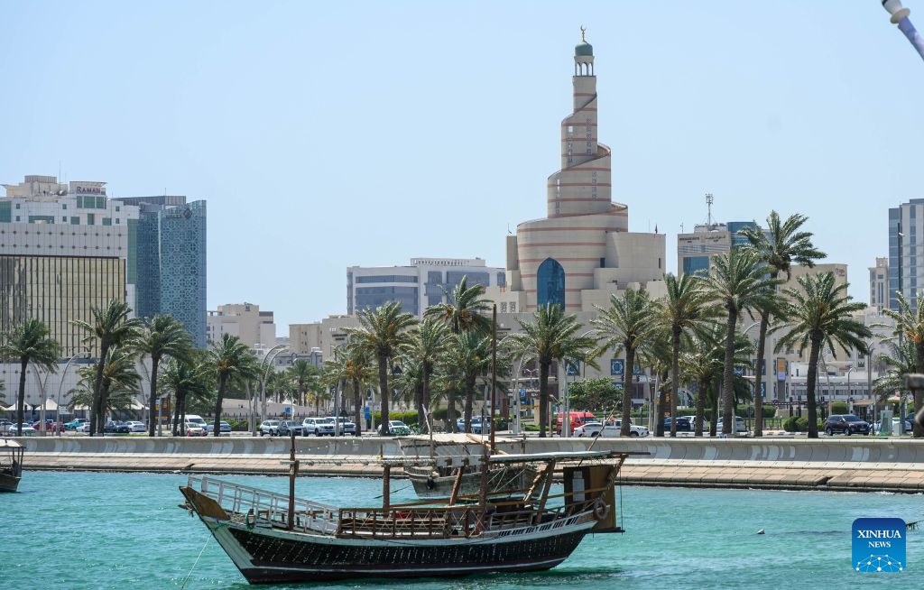 This photo taken on June 30, 2026 shows a view of the Abdullah Bin Zaid Al Mahmoud Islamic Cultural Center in Doha, Qatar. (Photo by Nikku/Xinhua)