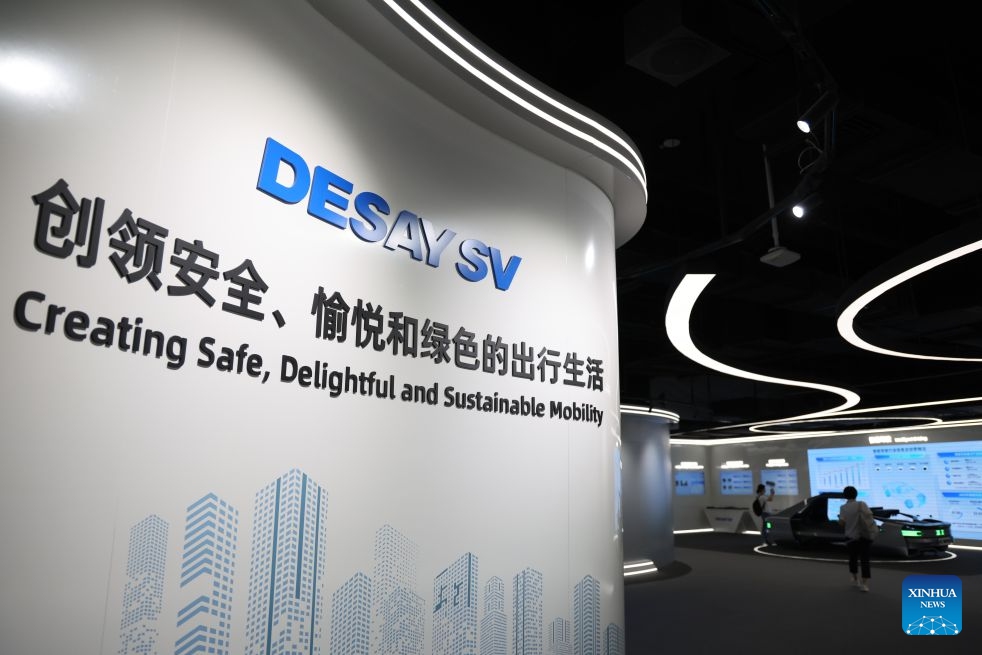 People visit Desay SV, a leading smart mobility technology company, in Huizhou, south China's Guangdong Province, June 30, 2026. (Xinhua/Liang Xu)