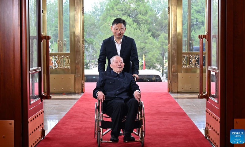 Wang Yuchang, recipient of the July 1 Medal, enters the Great Hall of the People in Beijing, capital of China, July 1, 2026. A gathering in celebration of the 105th founding anniversary of the Communist Party of China (CPC) started at the Great Hall of the People on Wednesday morning in central Beijing. (Xinhua/Yin Bogu)